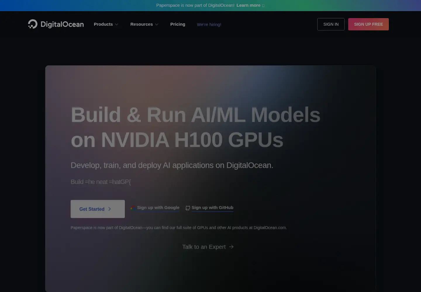 Screenshot of paperspace.com