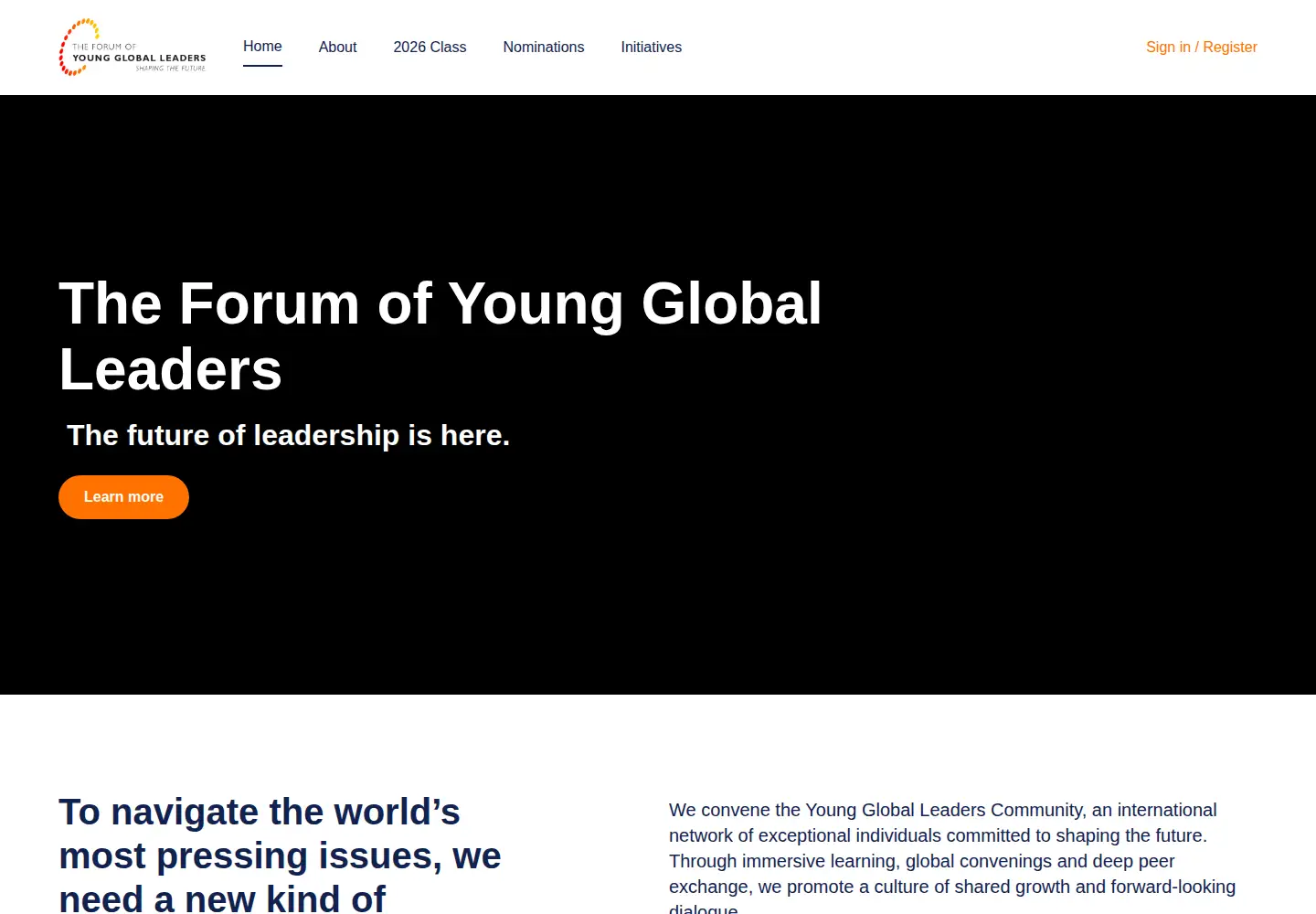 Captured homepage of younggloballeaders.org in the current scan