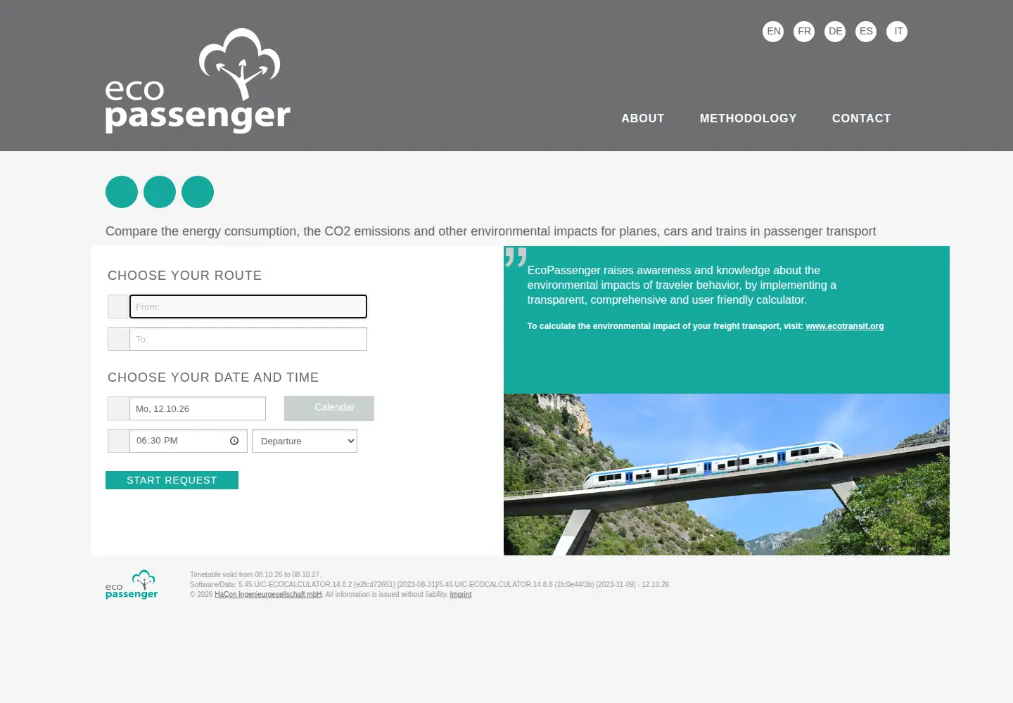 Screenshot of ecopassenger.org
