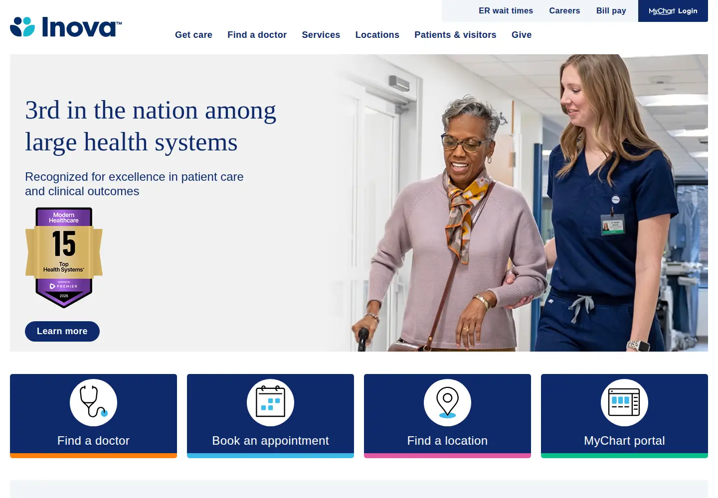 Captured homepage of inova.org in the current scan