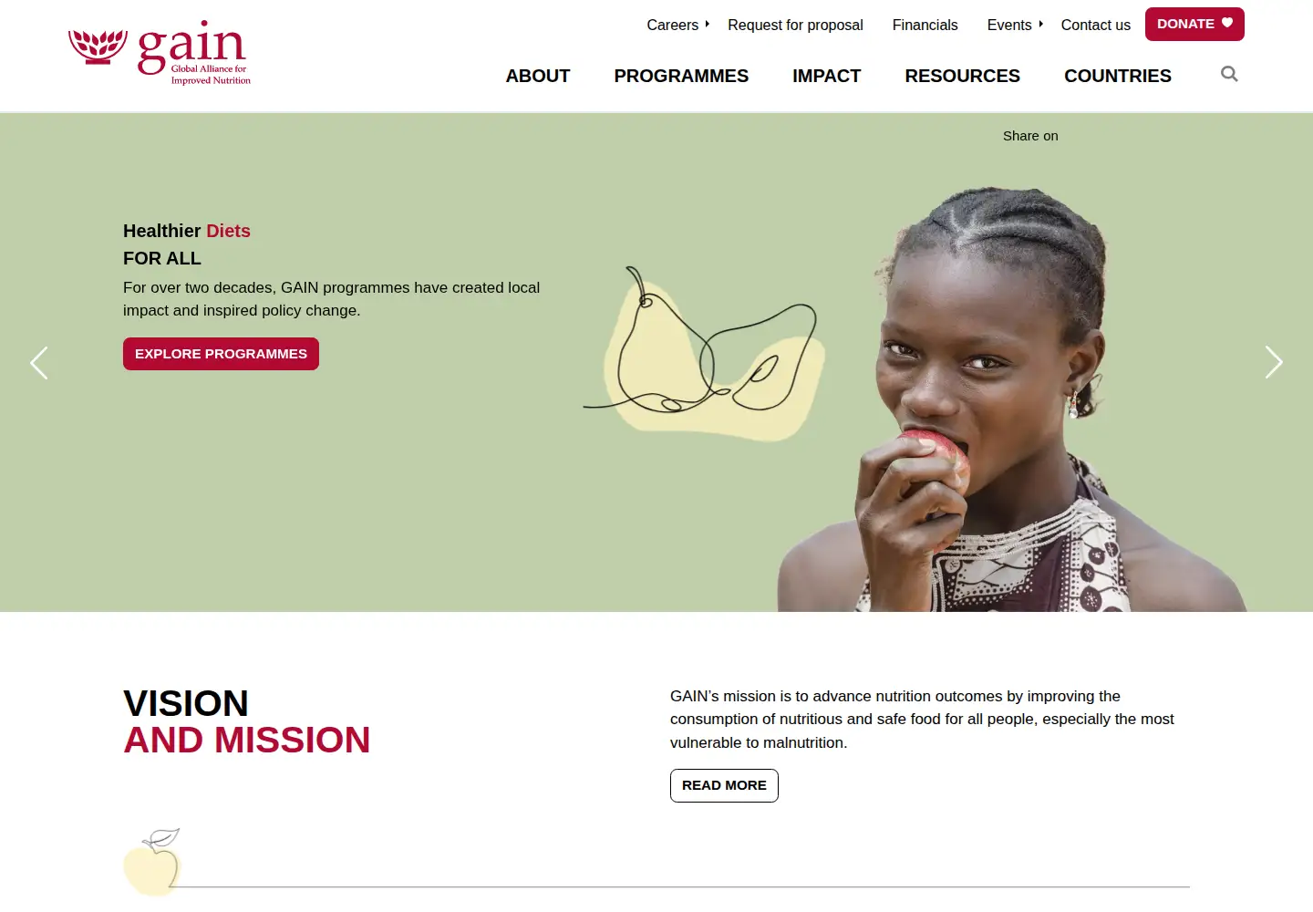 Captured homepage of gainhealth.org in the current scan