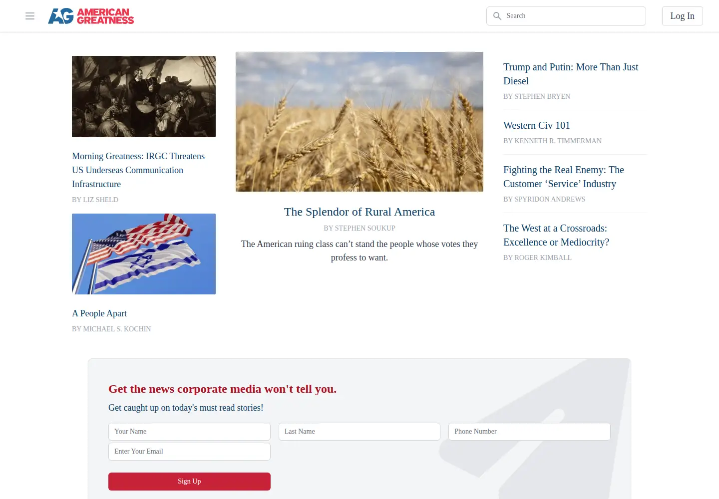 Captured homepage of amgreatness.com in the current scan