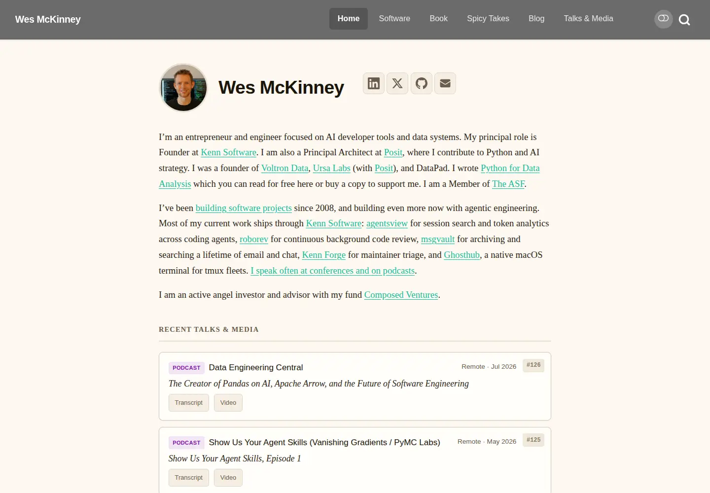 Screenshot of wesmckinney.com