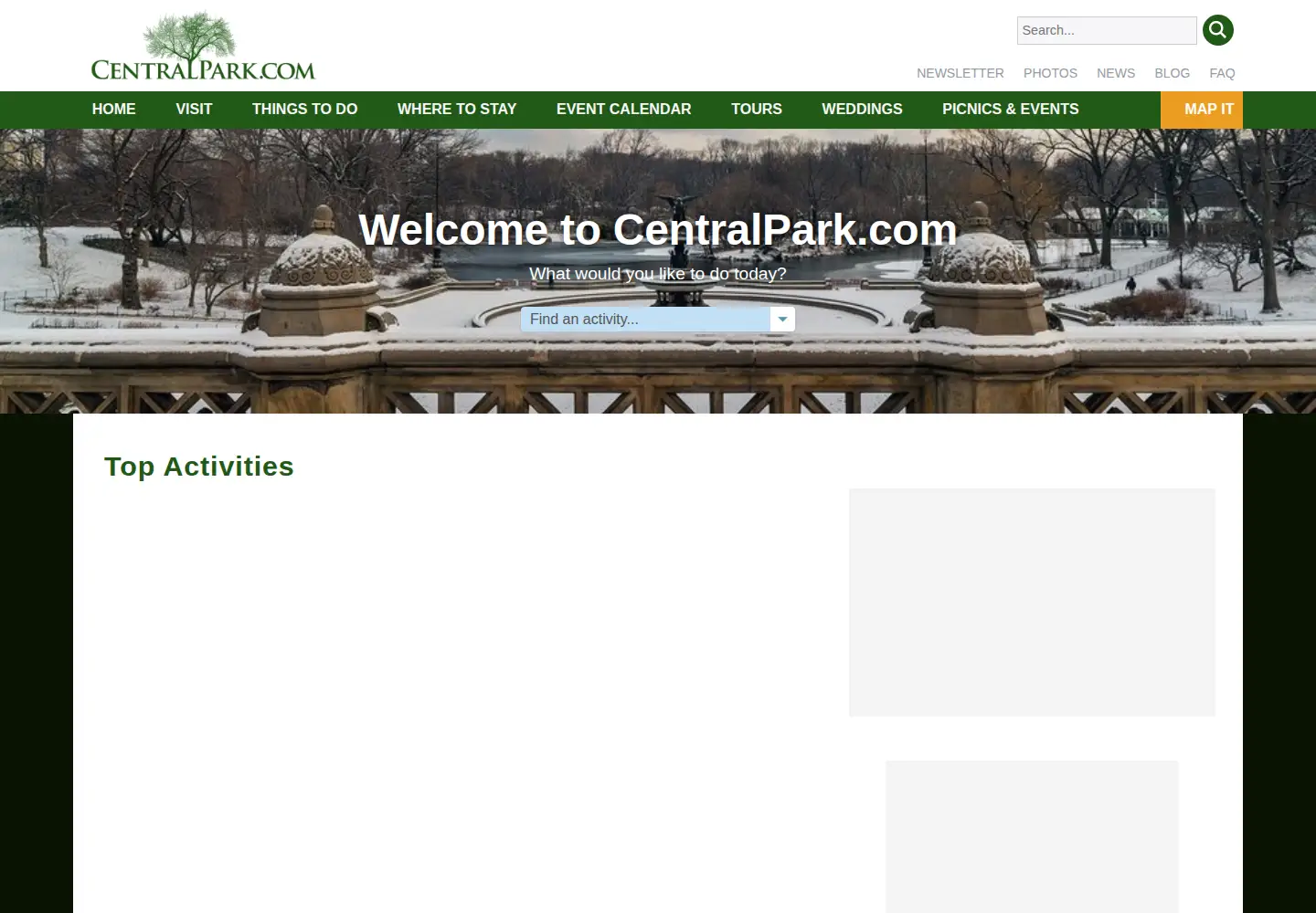 Captured homepage of centralpark.com in the current scan