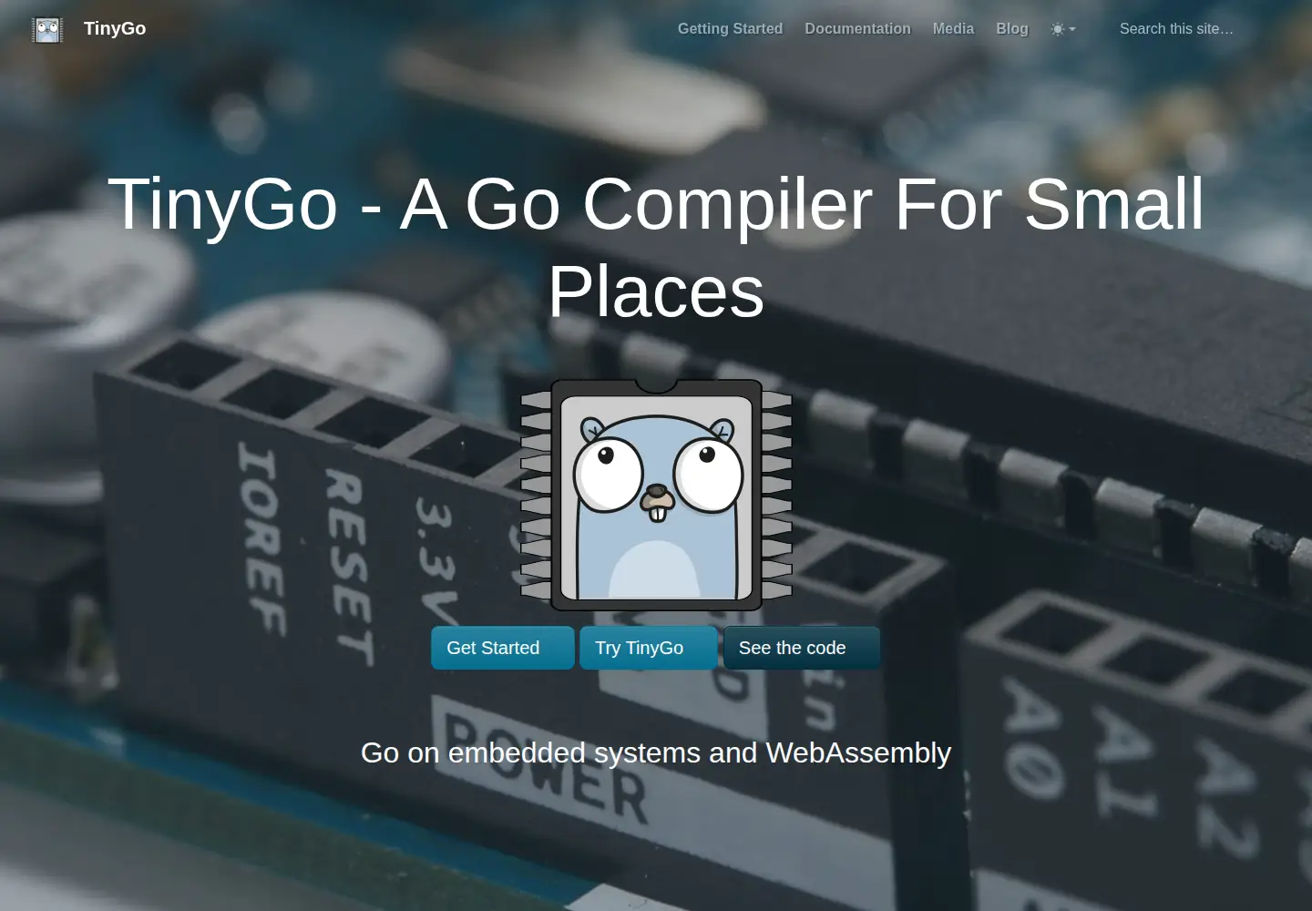 Captured homepage of tinygo.org in the current scan