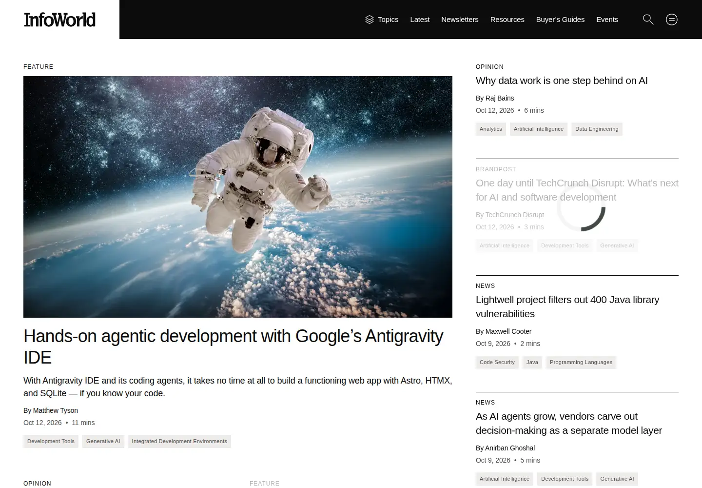 Screenshot of javaworld.com