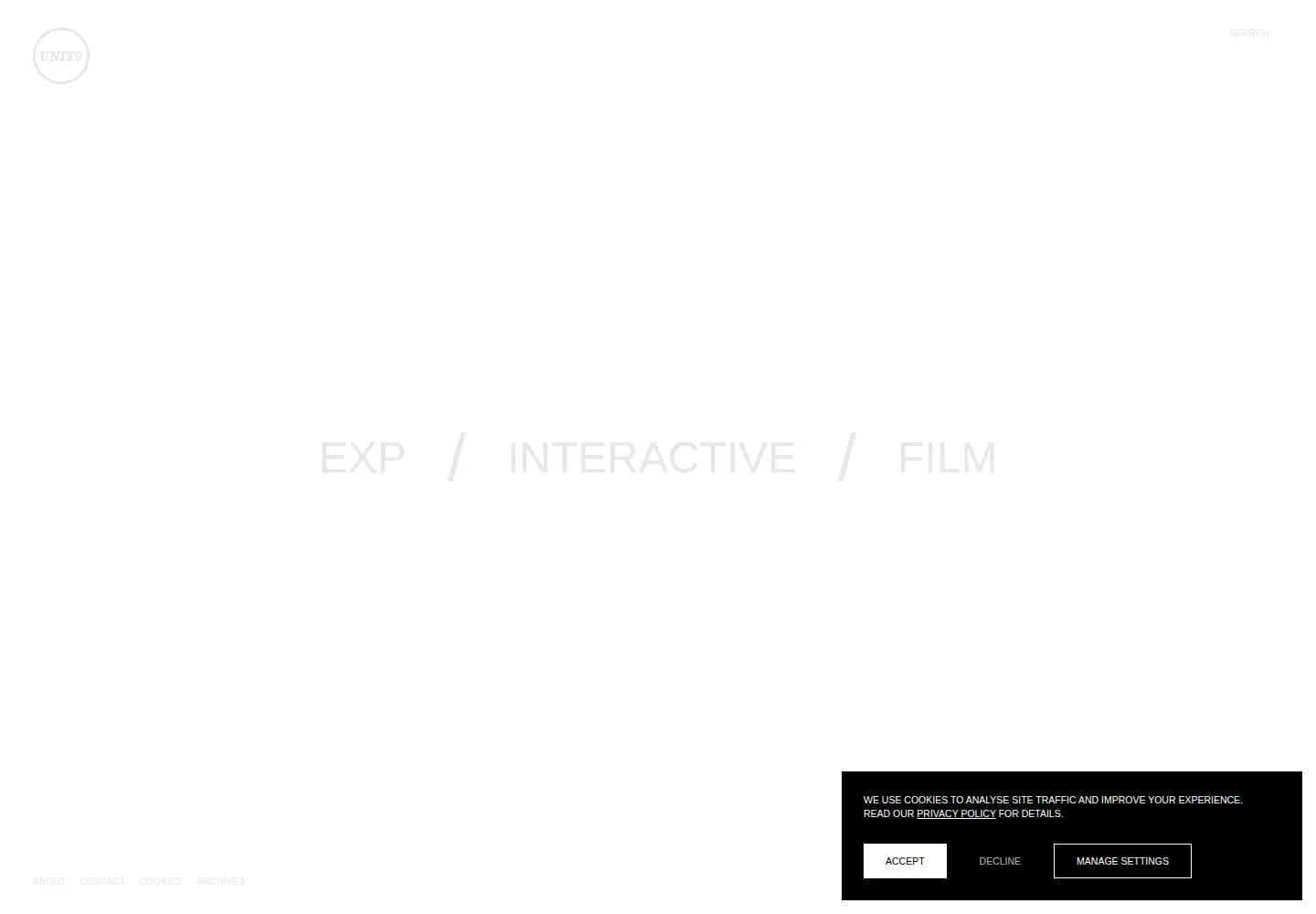 Captured homepage of unit9.com in the current scan