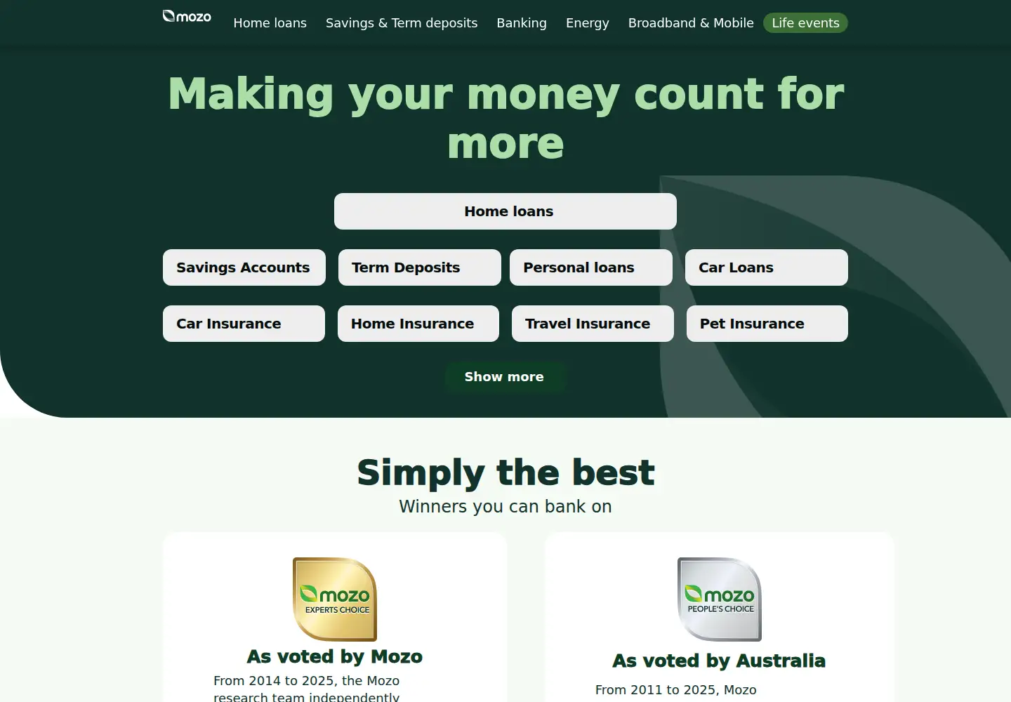 Screenshot of mozo.com.au