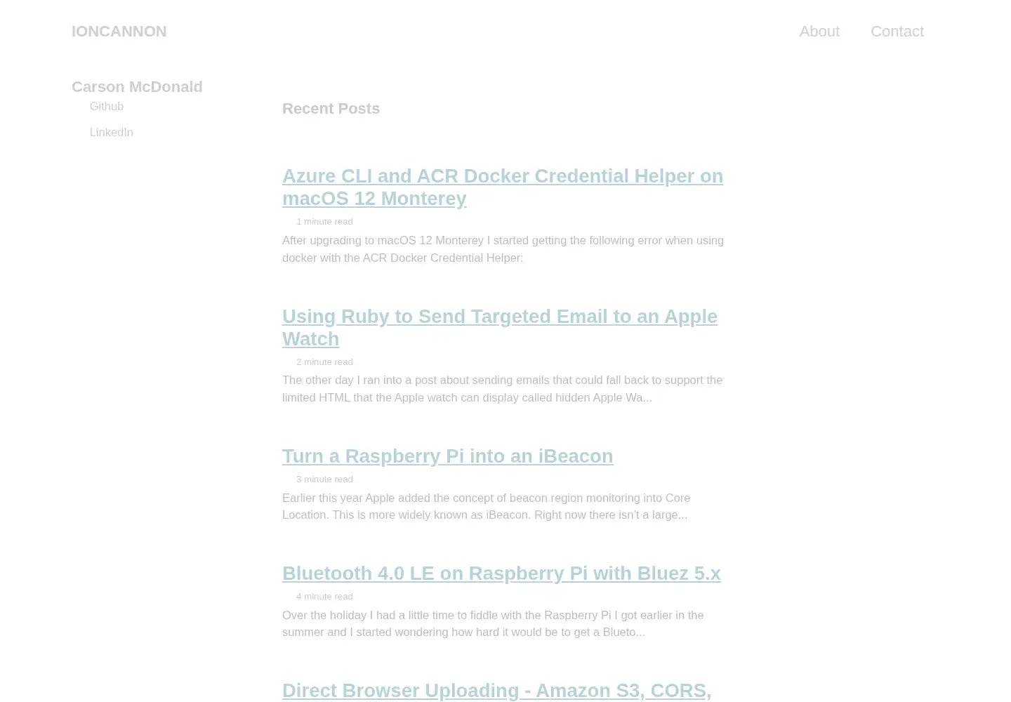 Screenshot of ioncannon.net