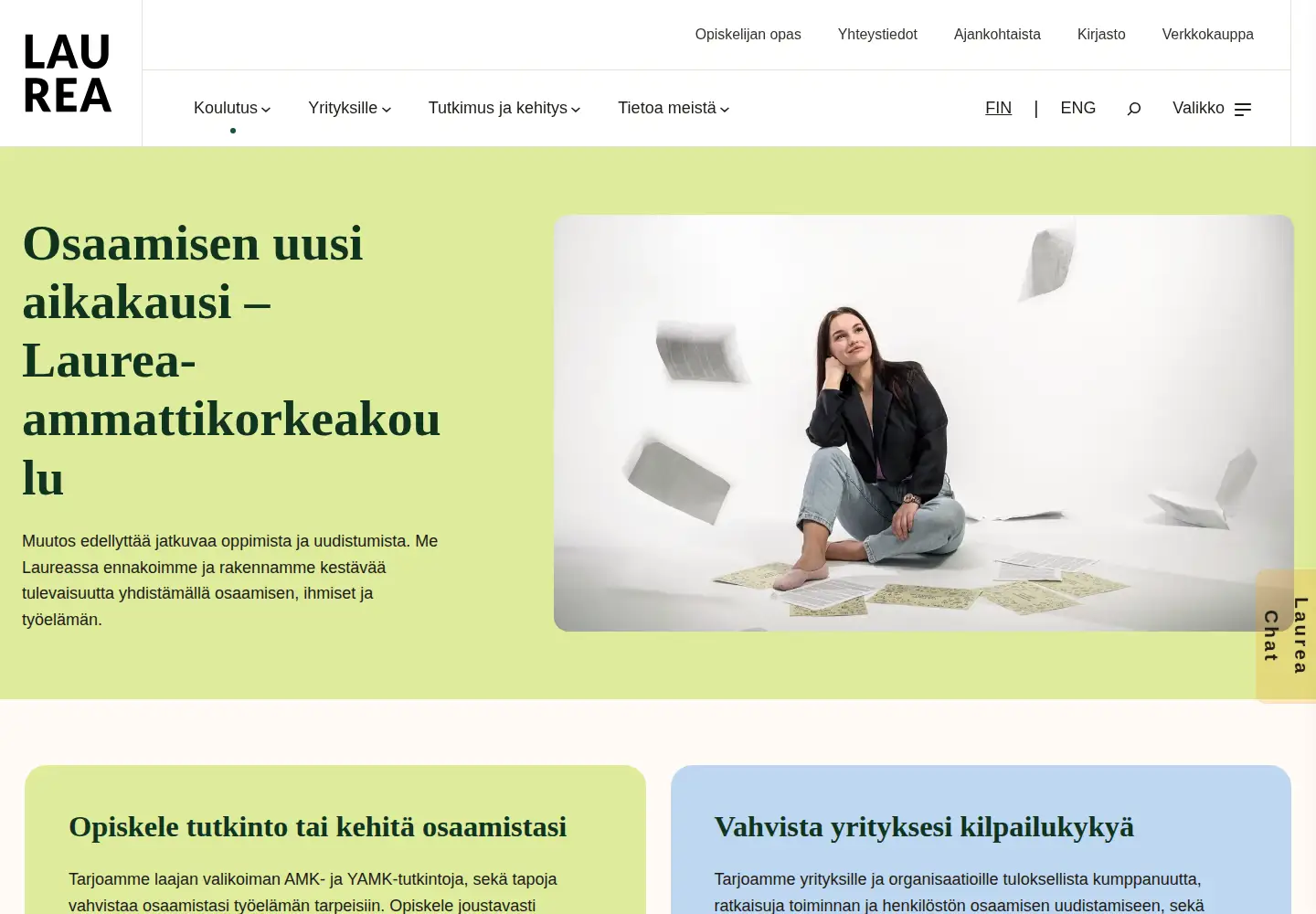 Captured homepage of laurea.fi in the current scan