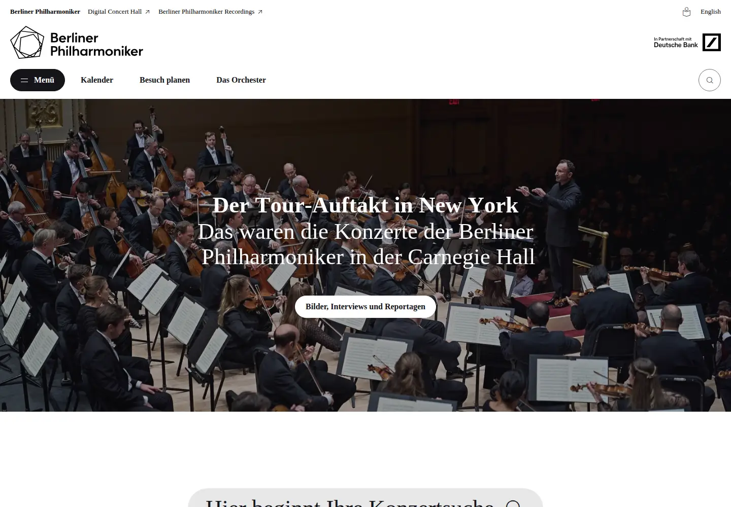 Captured homepage of berliner-philharmoniker.de in the current scan