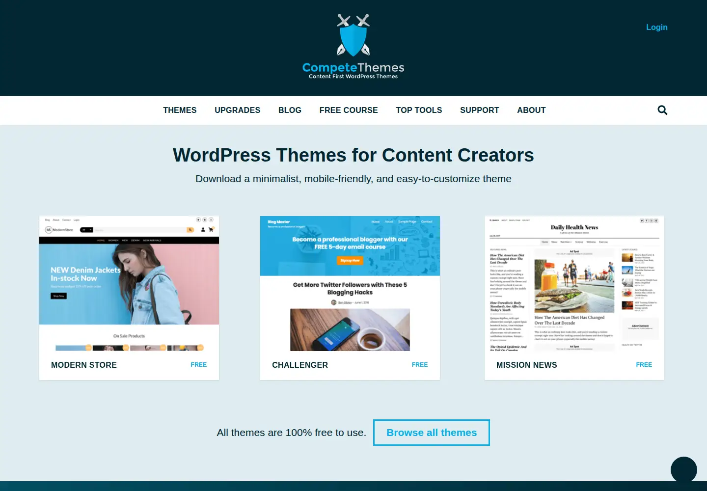 Captured homepage of competethemes.com in the current scan