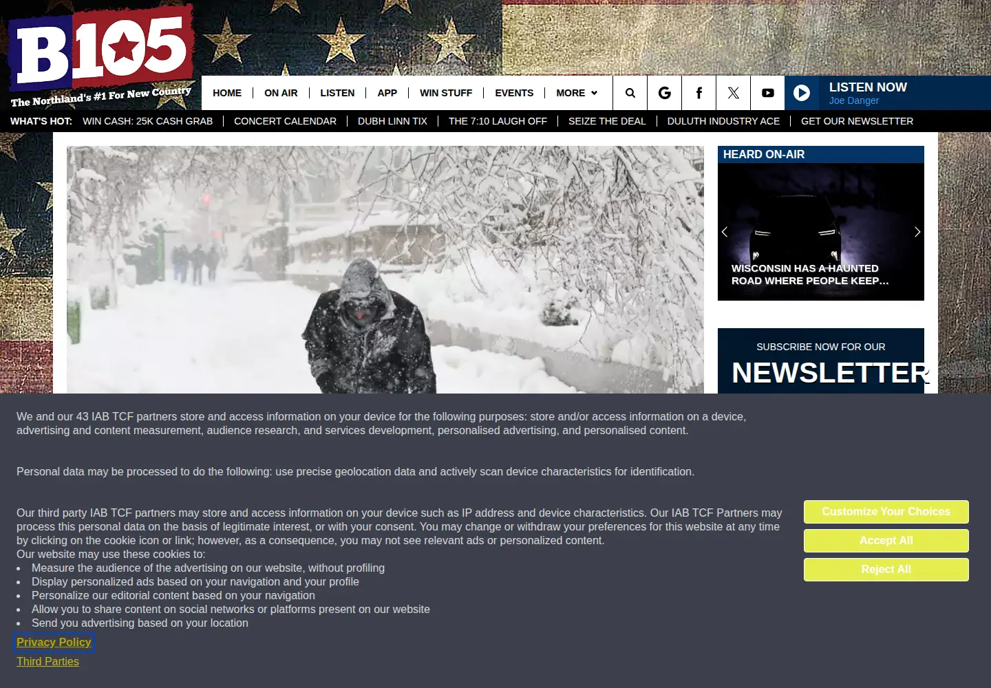 Captured homepage of b105country.com in the current scan