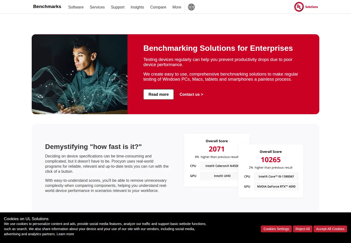 Screenshot of futuremark.com