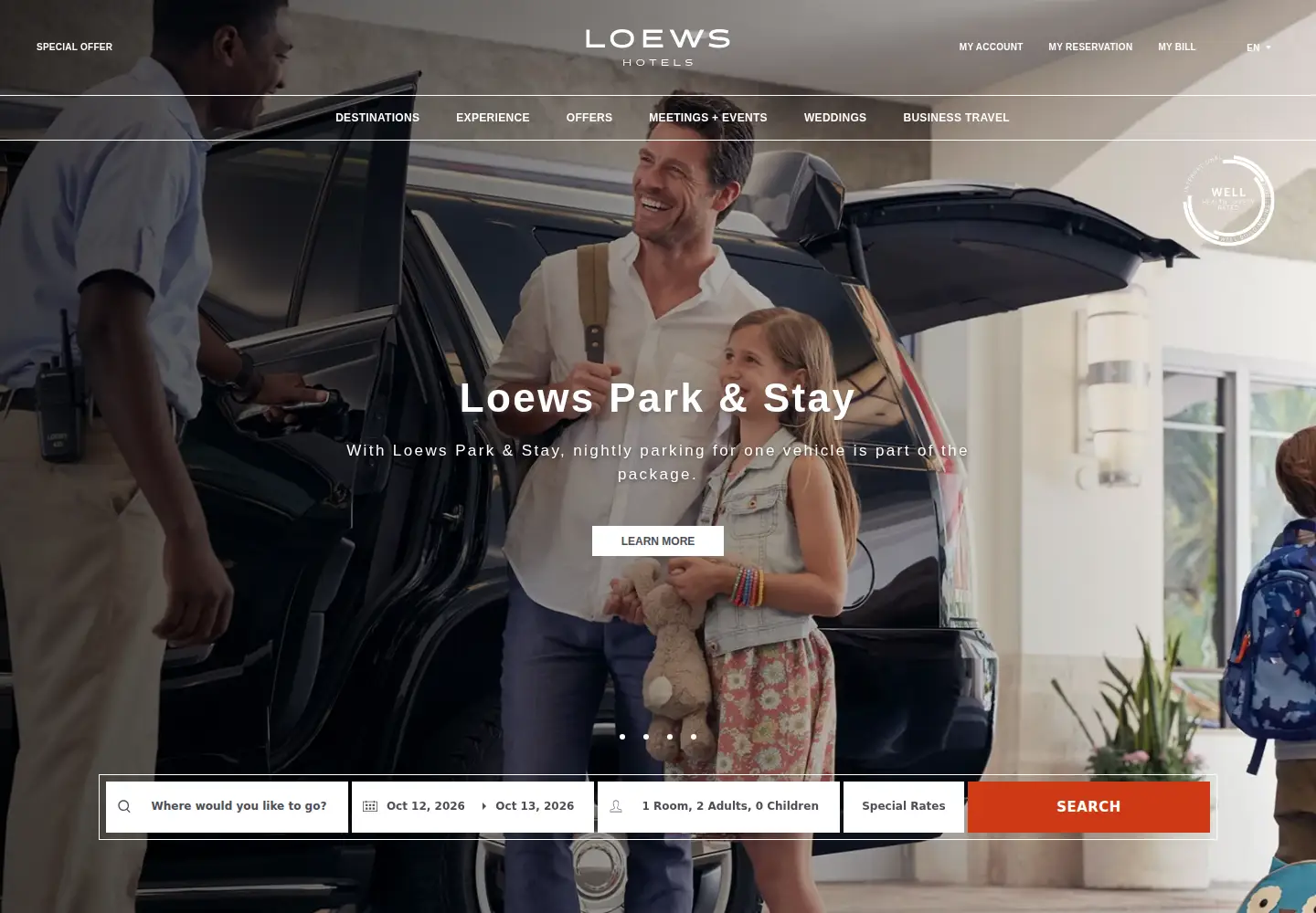 Captured homepage of loewshotels.com in the current scan