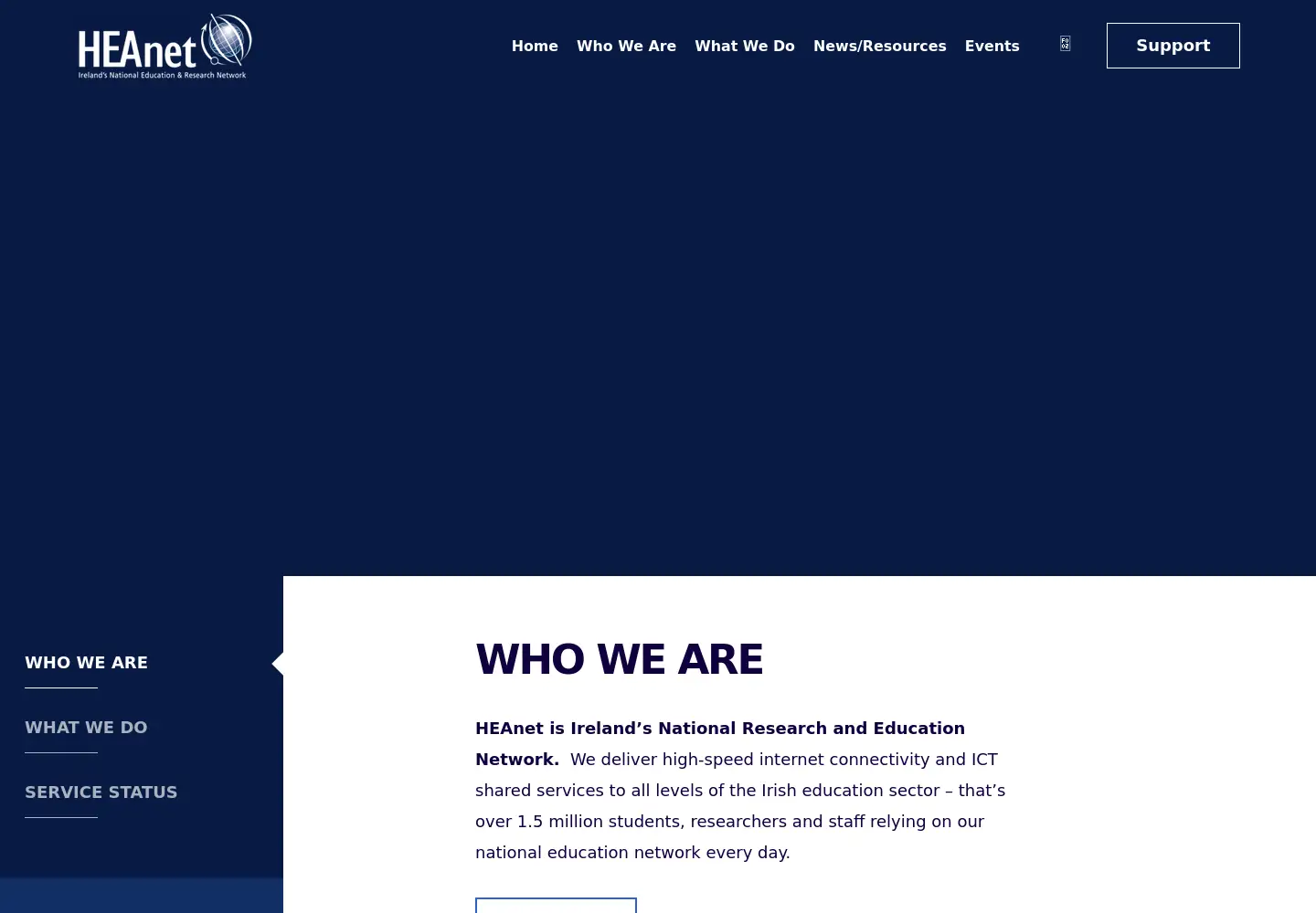 Captured homepage of heanet.ie in the current scan