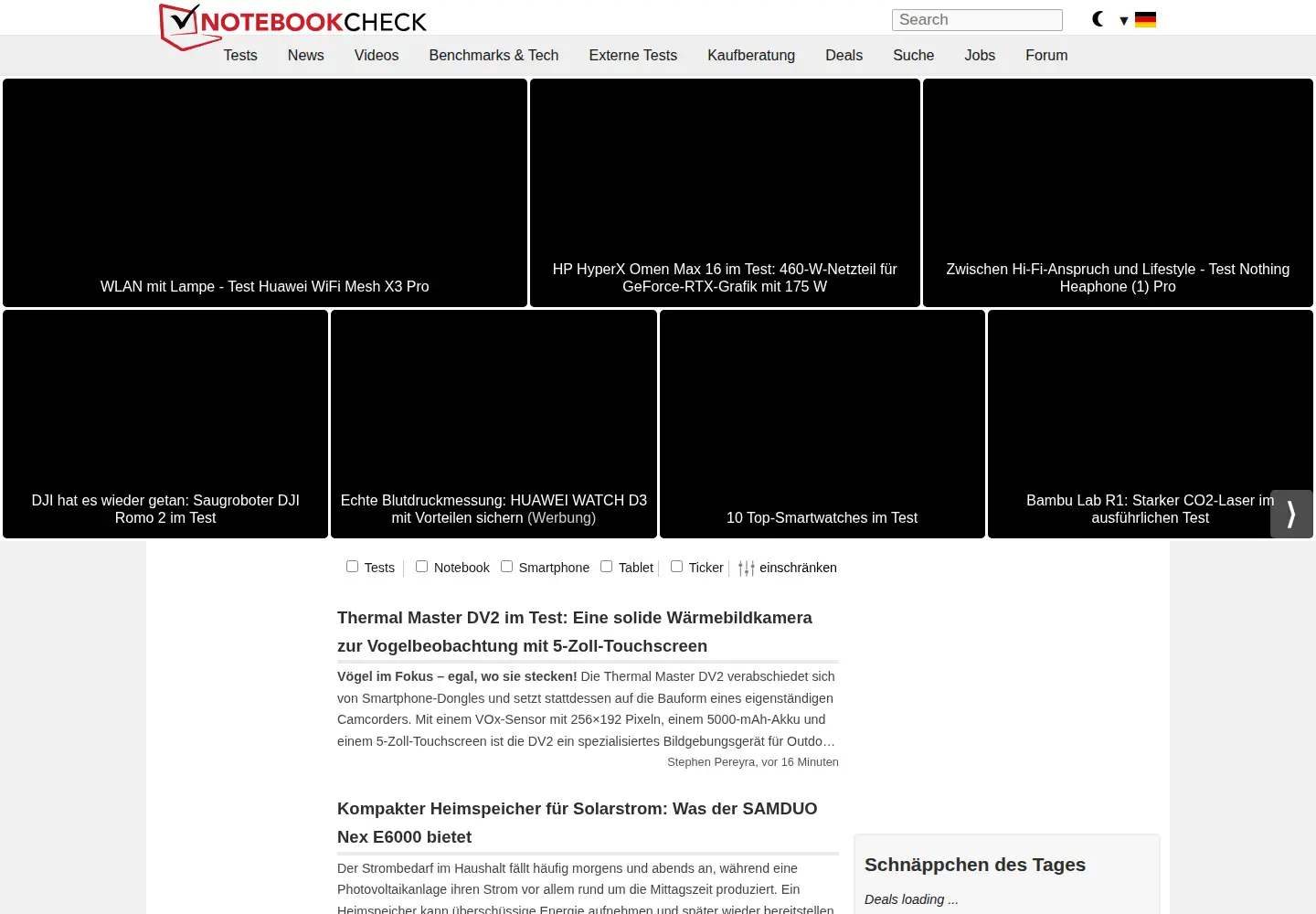 Screenshot of notebookcheck.com