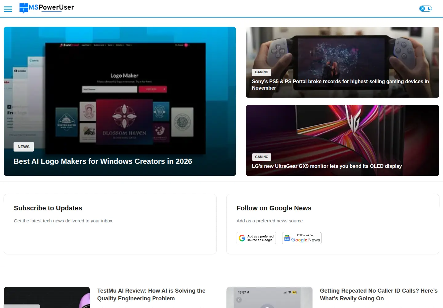 Captured homepage of wmpoweruser.com in the current scan