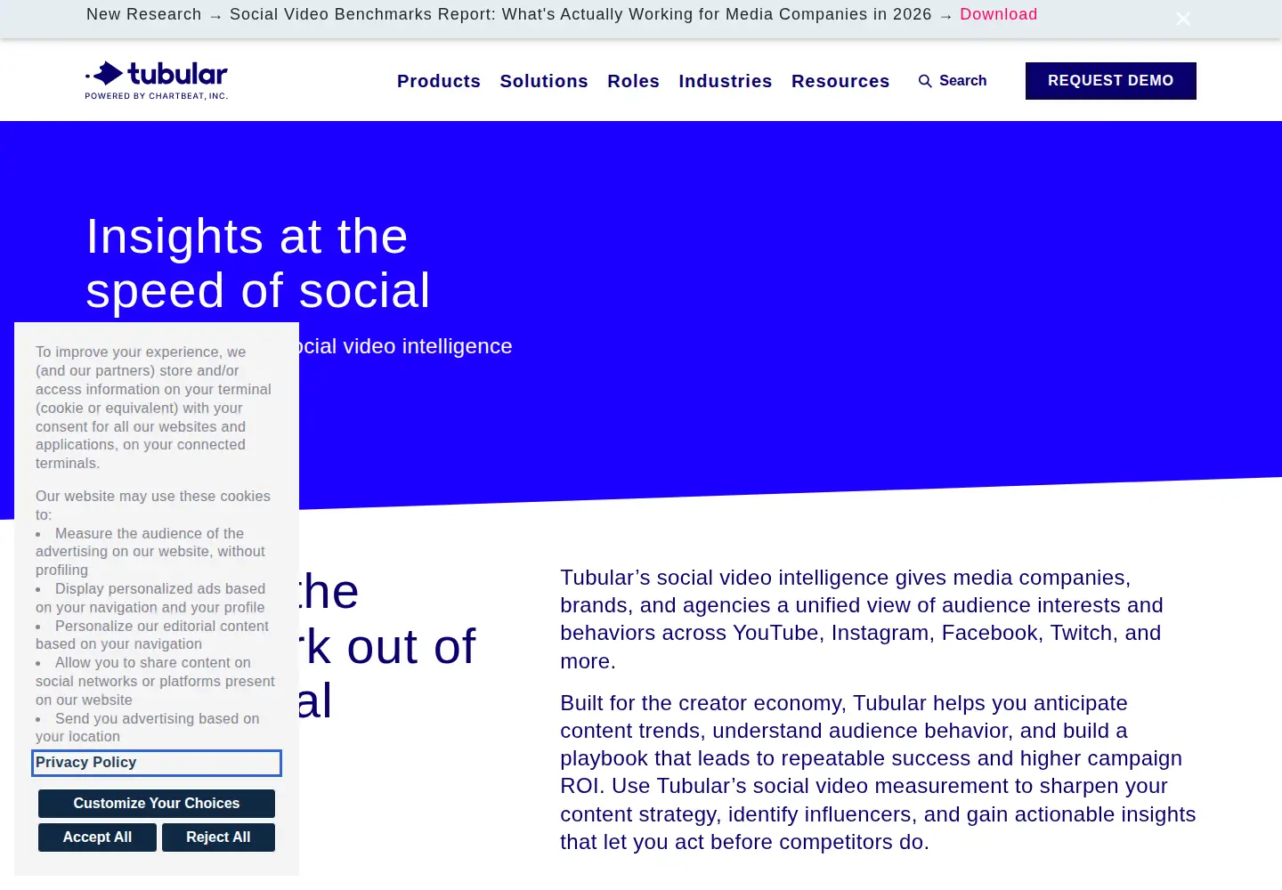 Screenshot of tubularinsights.com