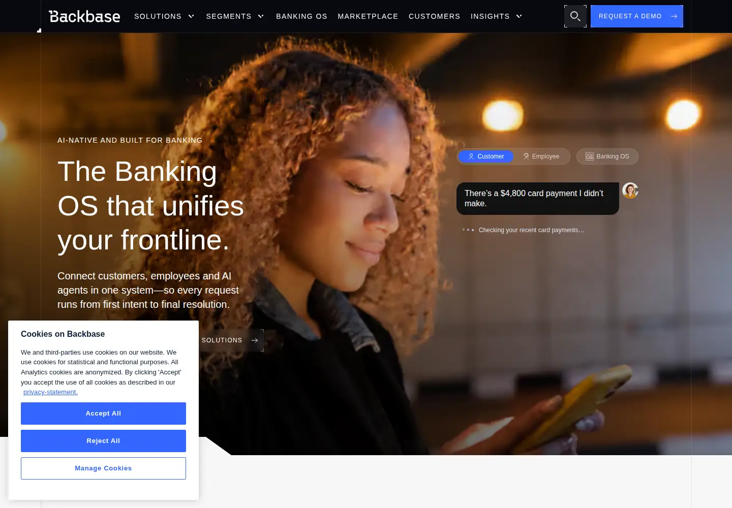 Captured homepage of backbase.com in the current scan