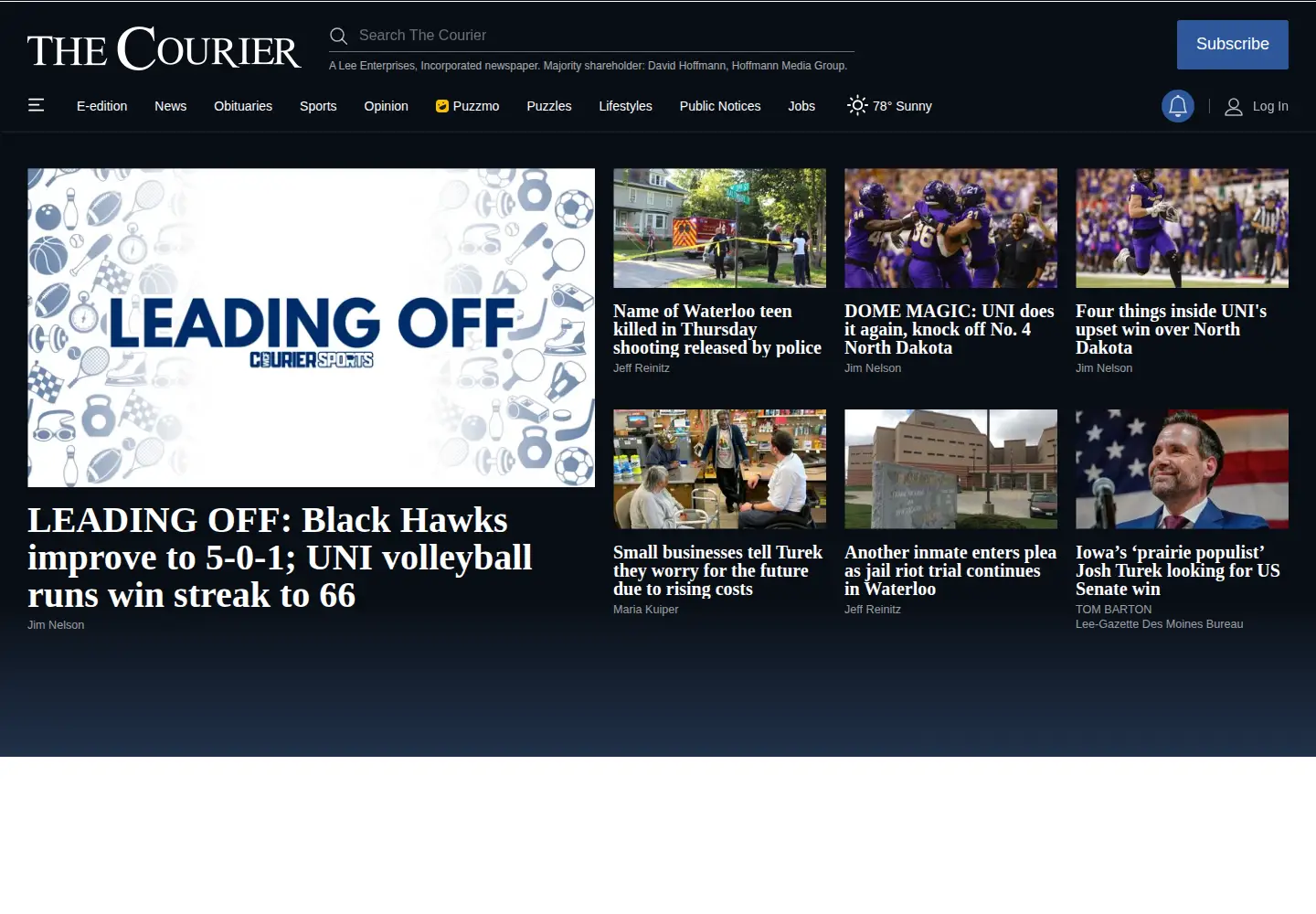 Captured homepage of wcfcourier.com in the current scan