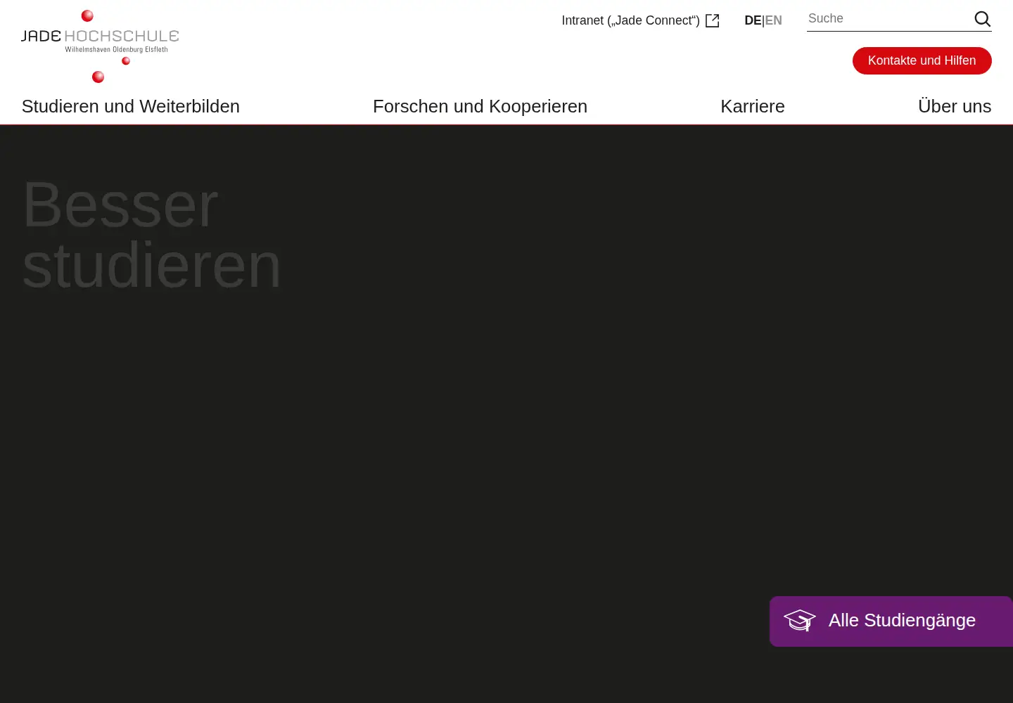 Captured homepage of jade-hs.de in the current scan