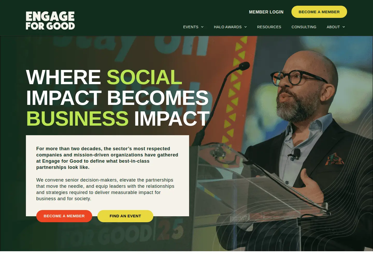 Captured homepage of engageforgood.com in the current scan