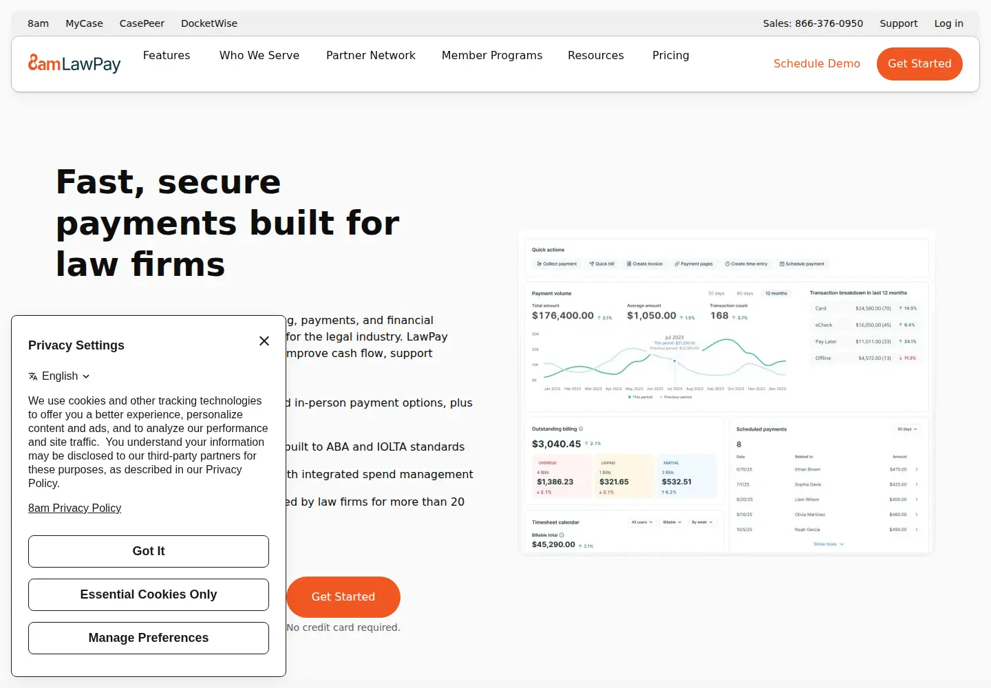 Captured homepage of lawpay.com in the current scan