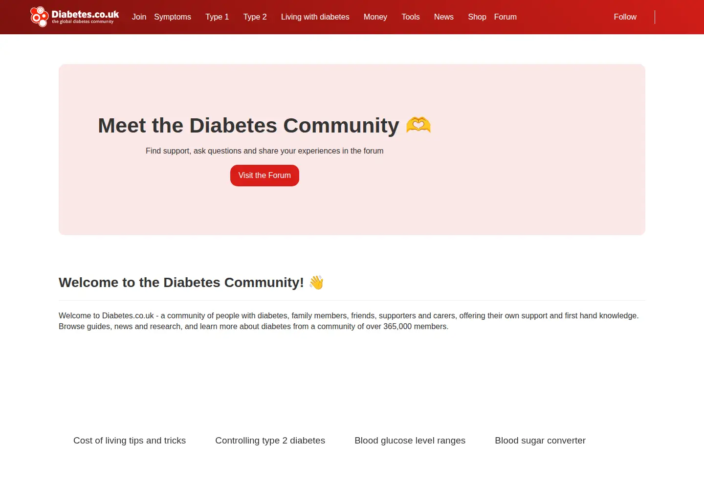 Screenshot of diabetes.co.uk