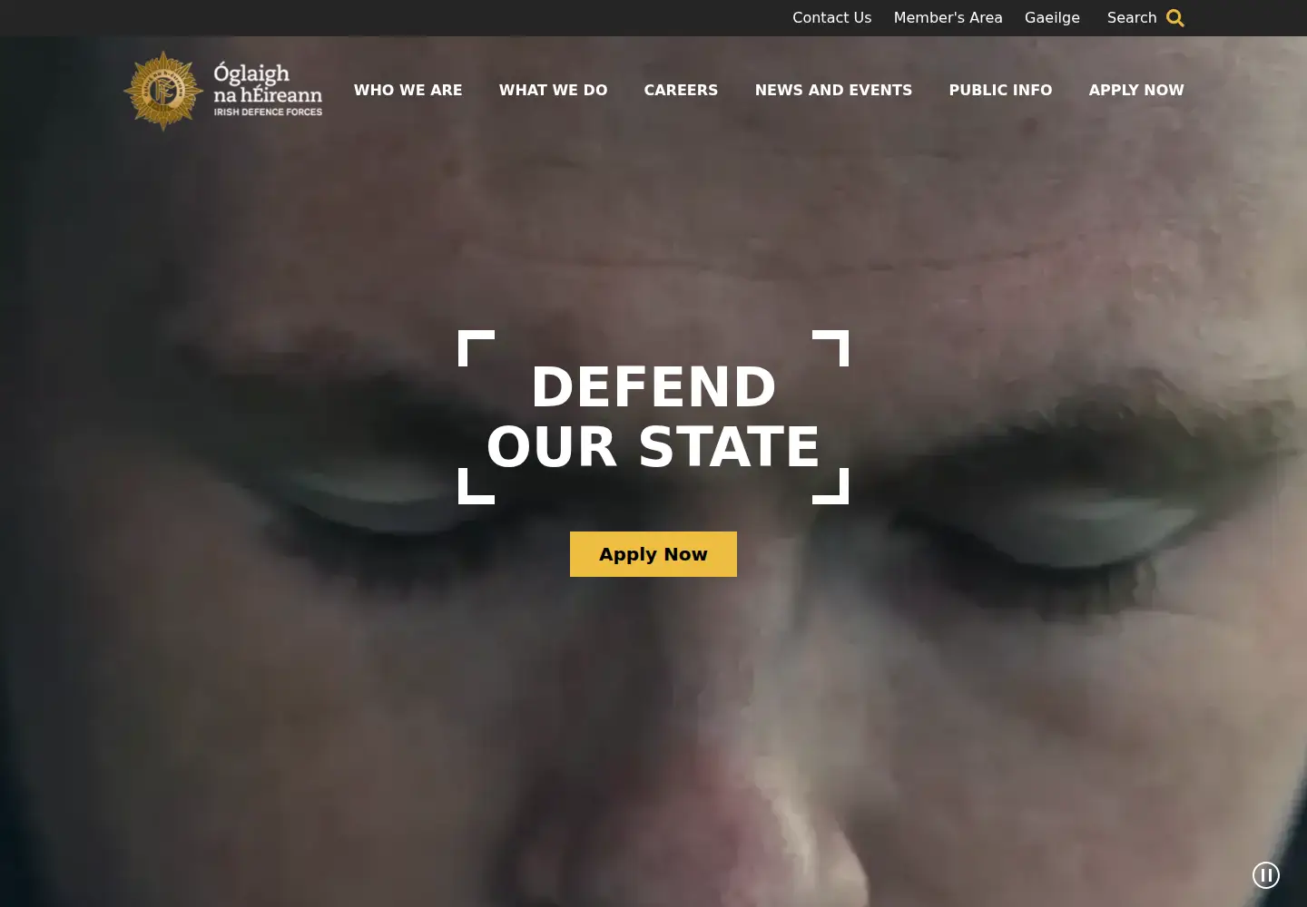 Screenshot of military.ie