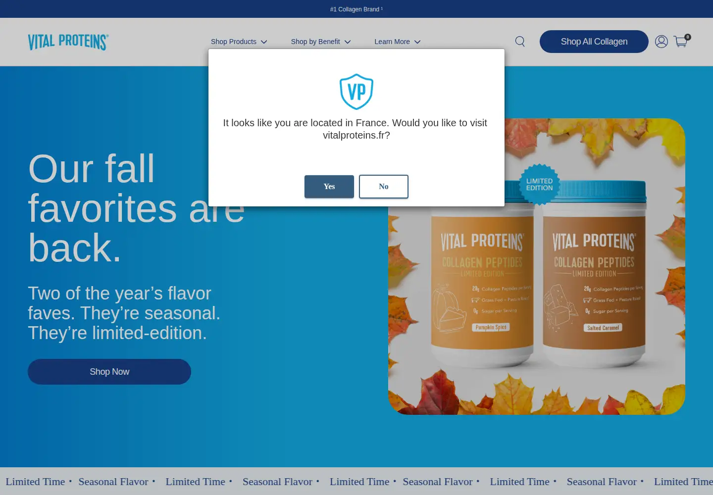 Captured homepage of vitalproteins.com in the current scan