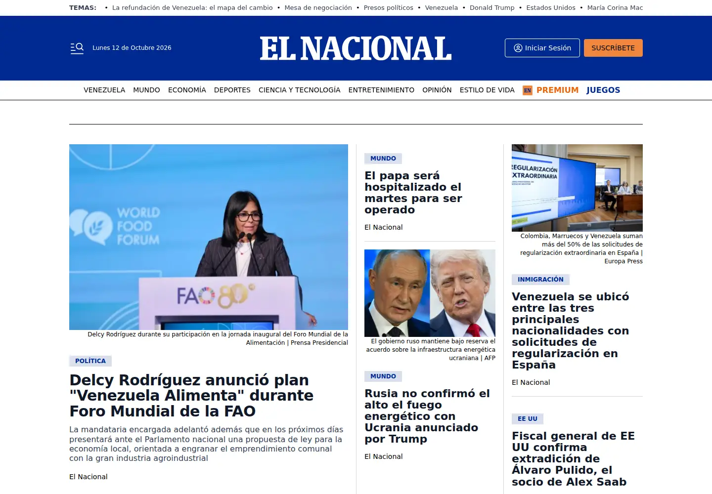 Captured homepage of elnacional.com in the current scan