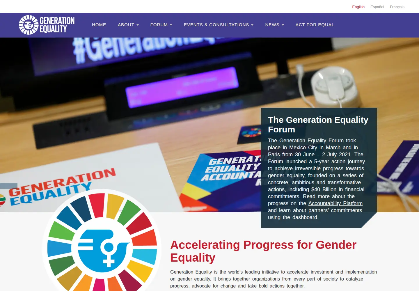 Screenshot of generationequality.org