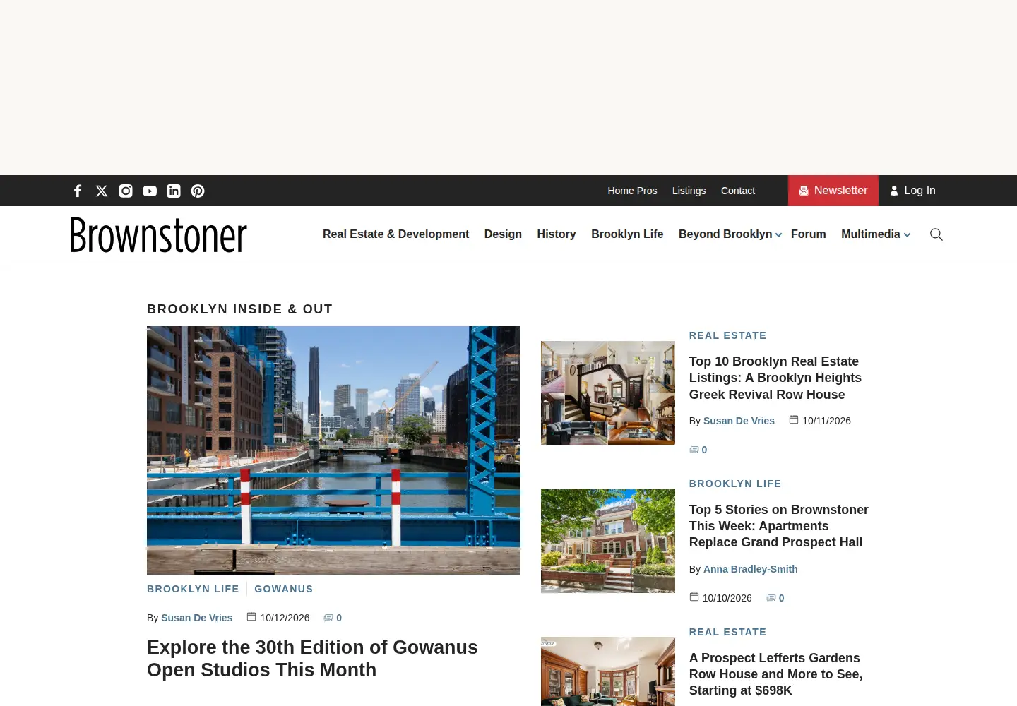 Captured homepage of brownstoner.com in the current scan