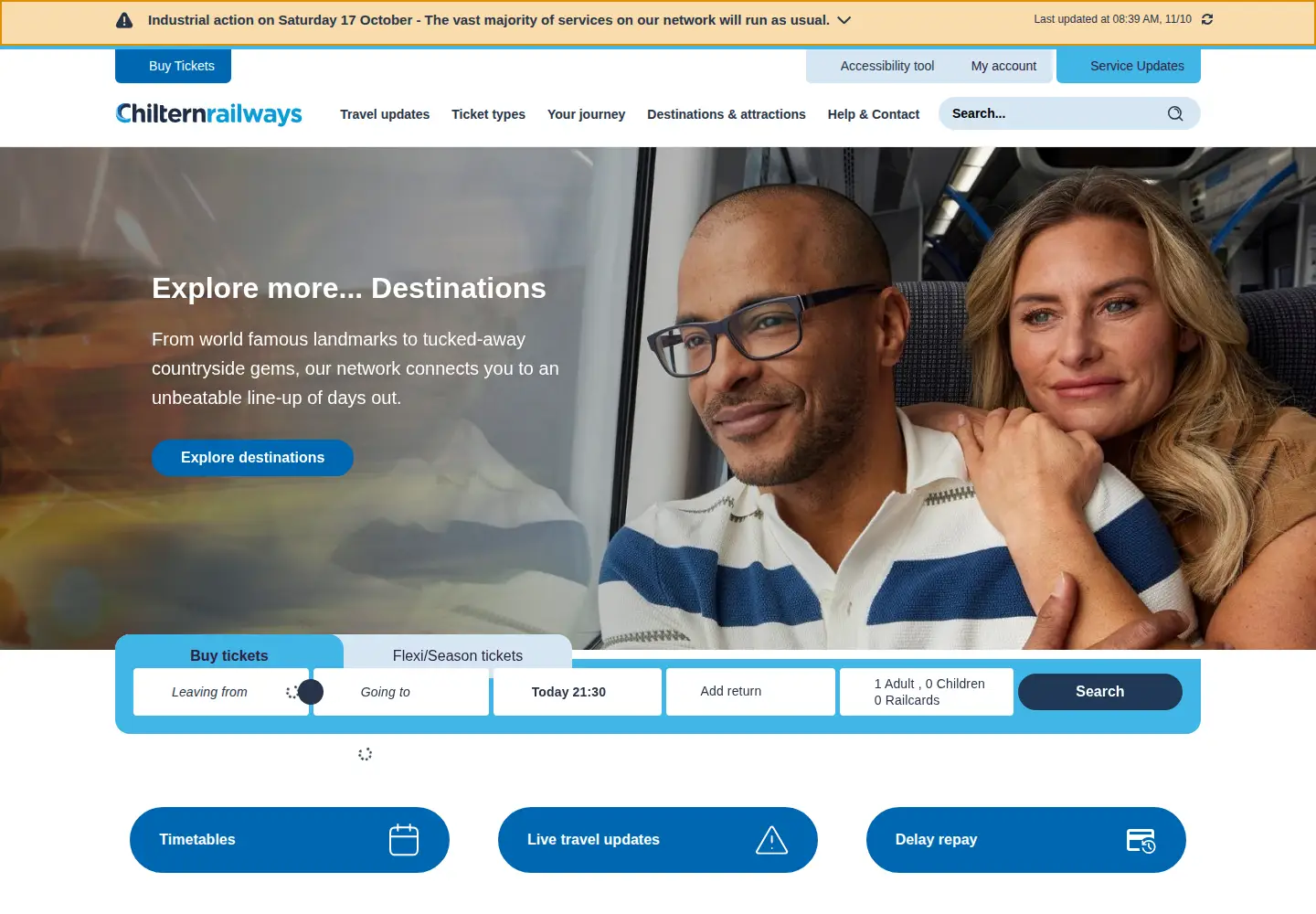 Captured homepage of chilternrailways.co.uk in the current scan