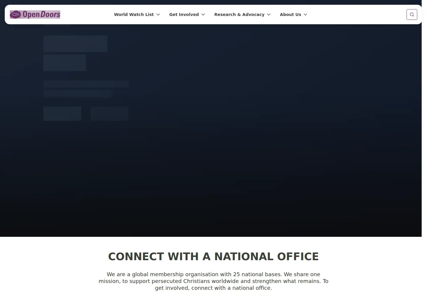 Screenshot of opendoors.org