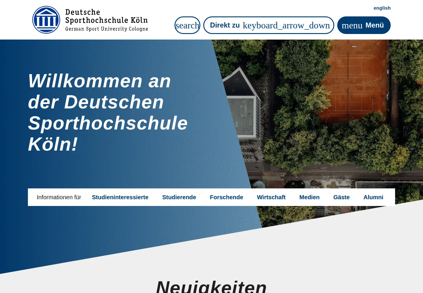 Captured homepage of dshs-koeln.de in the current scan
