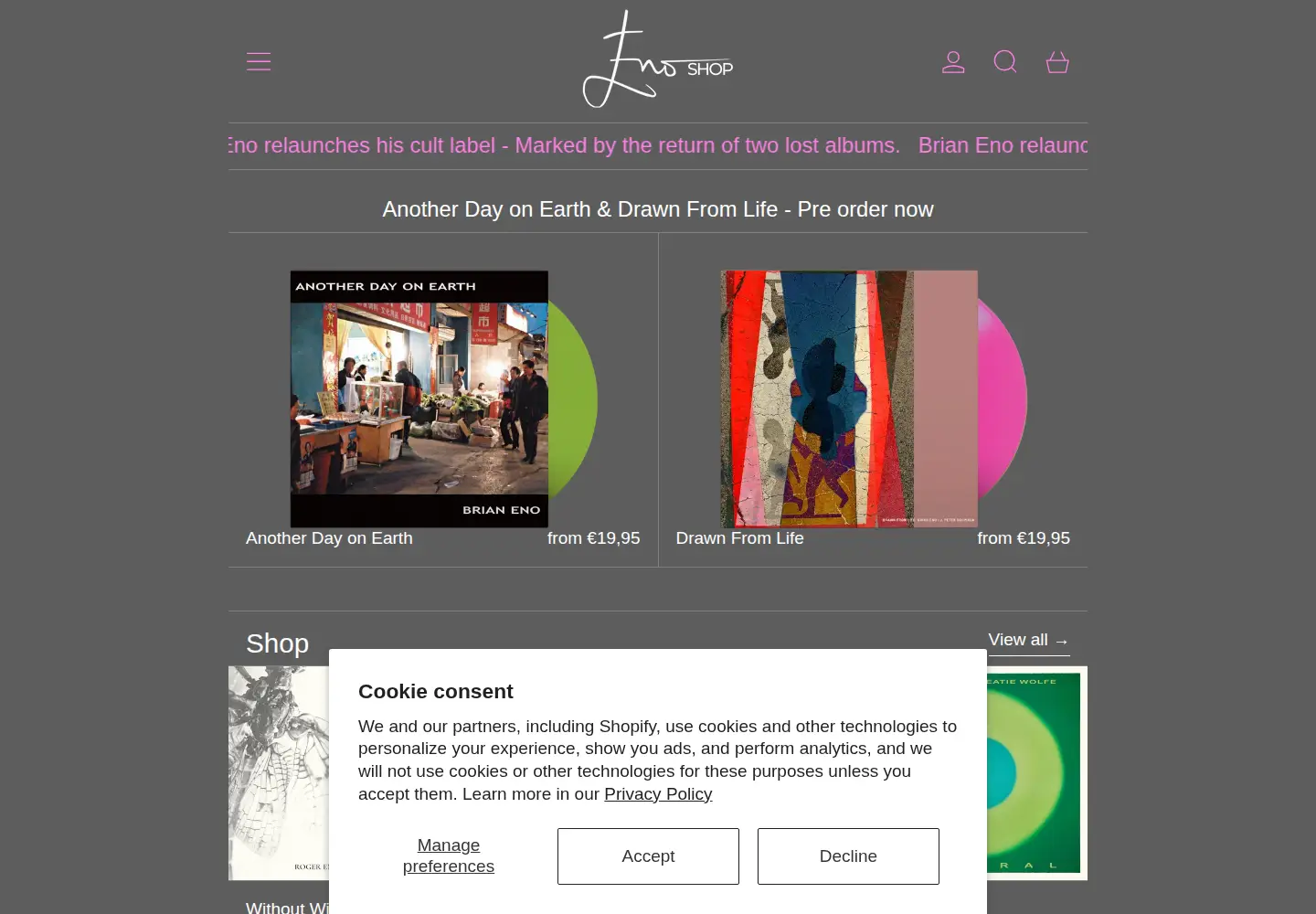 Captured homepage of enoshop.co.uk in the current scan