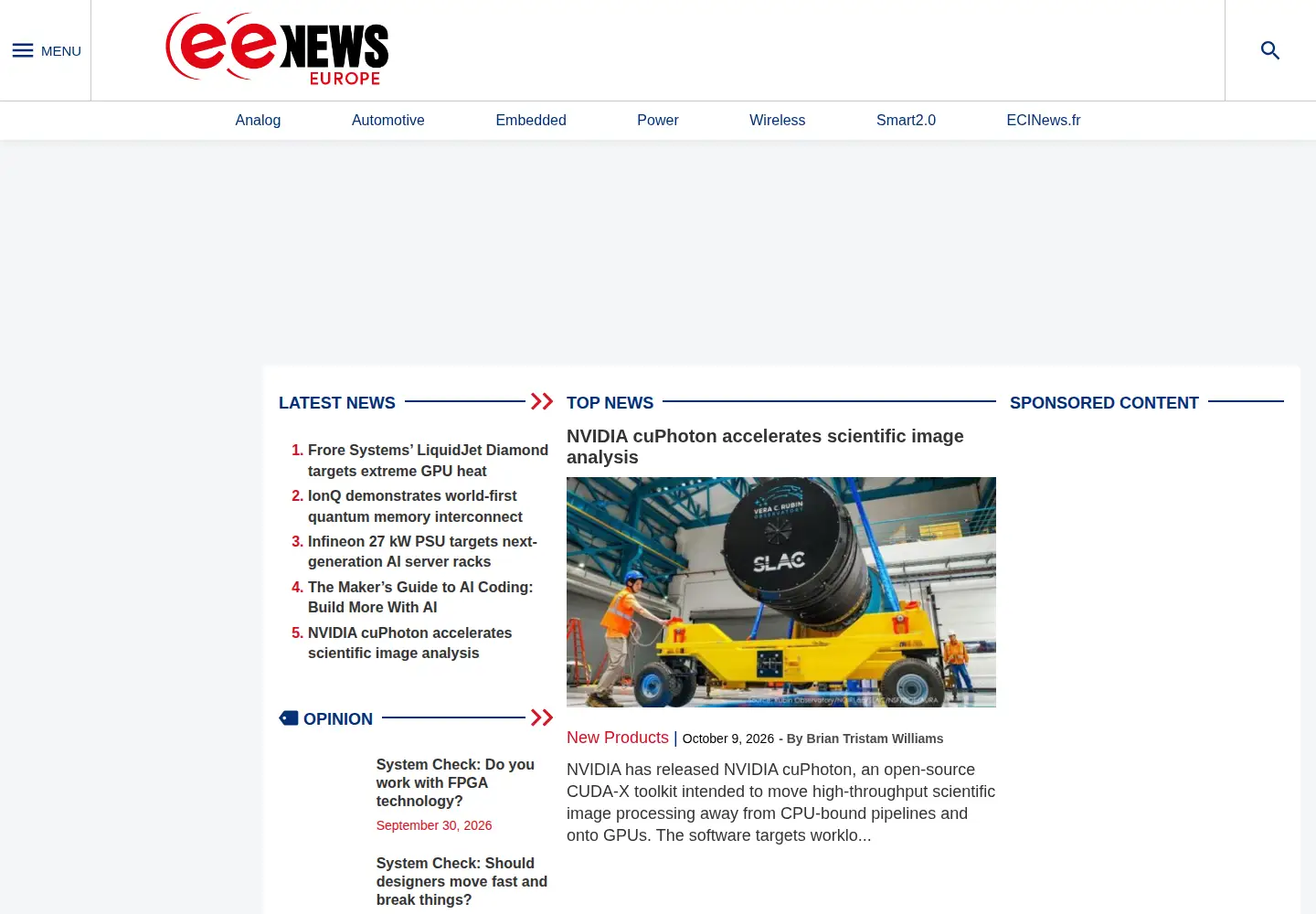 Captured homepage of eenewseurope.com in the current scan