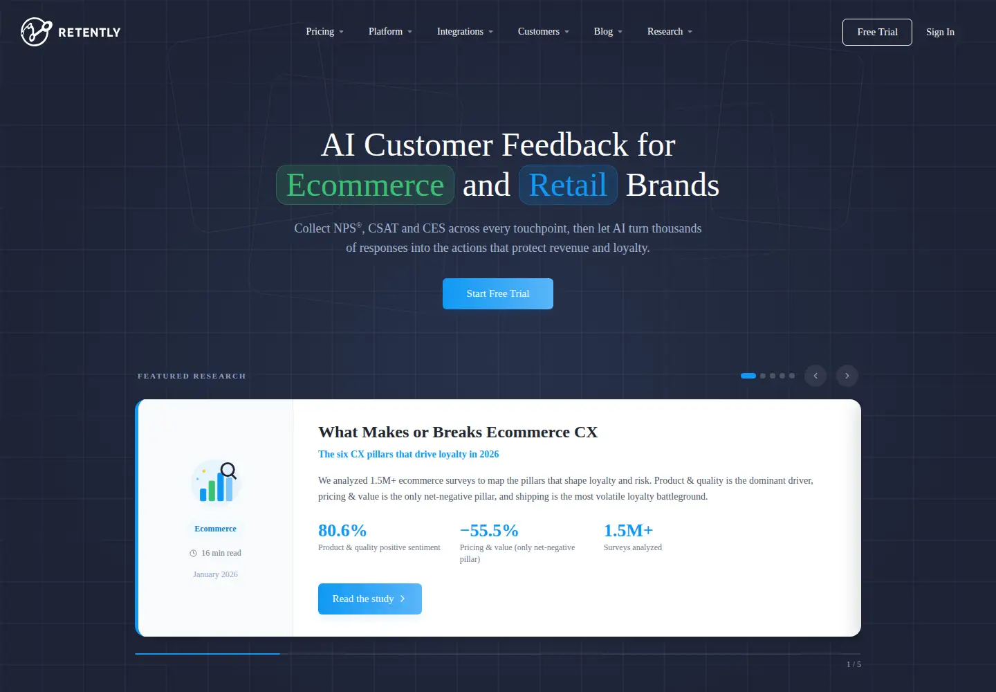 Screenshot of retently.com