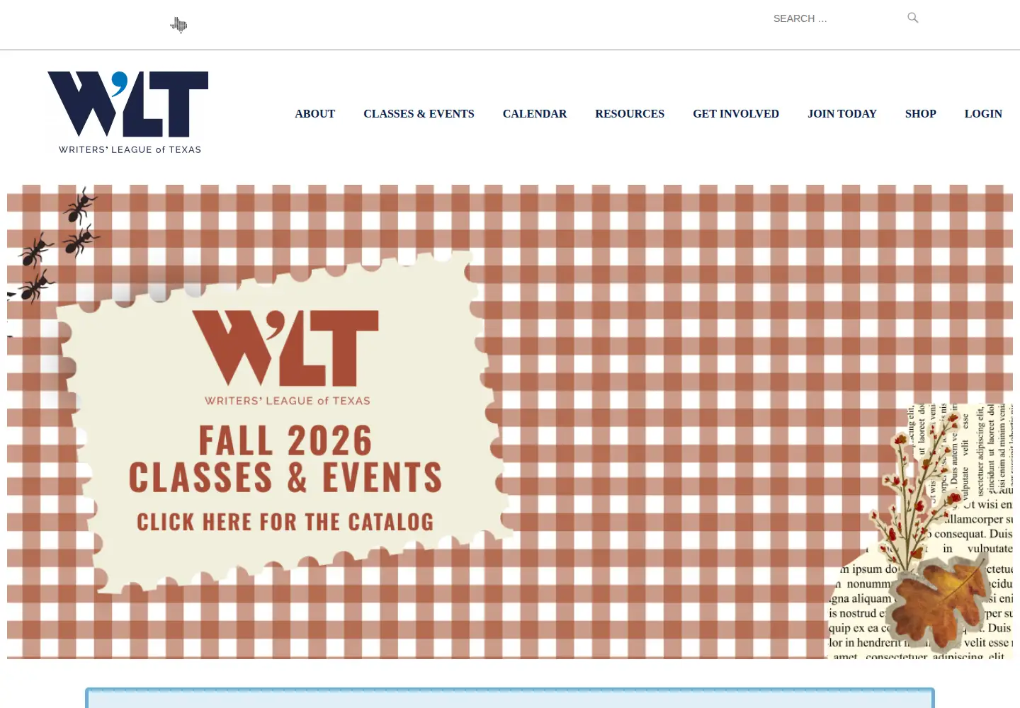 Captured homepage of writersleague.org in the current scan