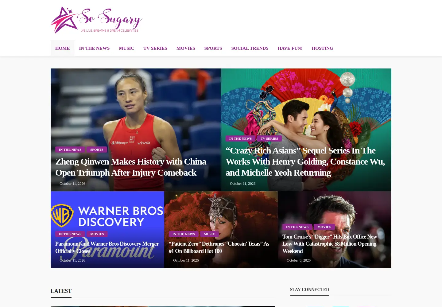 Captured homepage of sosugary.com in the current scan
