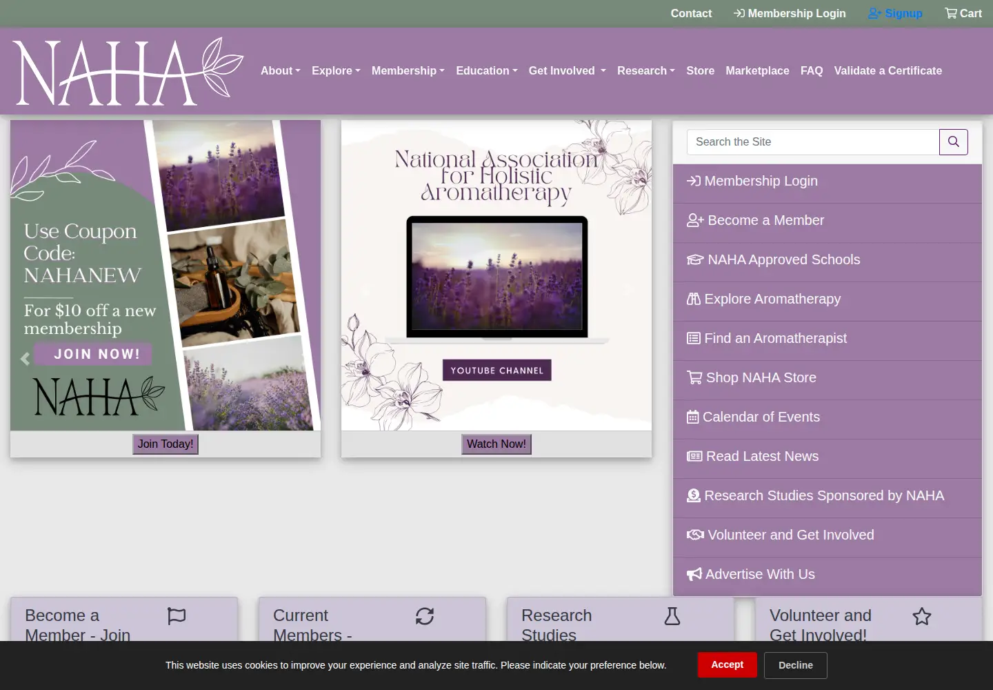 Screenshot of naha.org