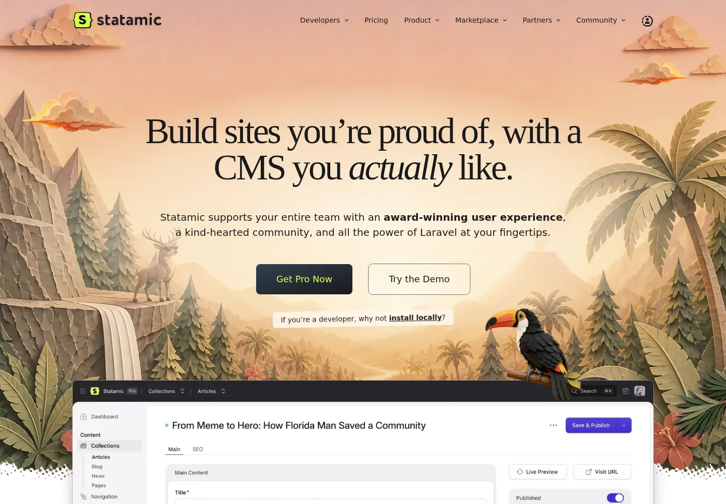 Screenshot of statamic.com