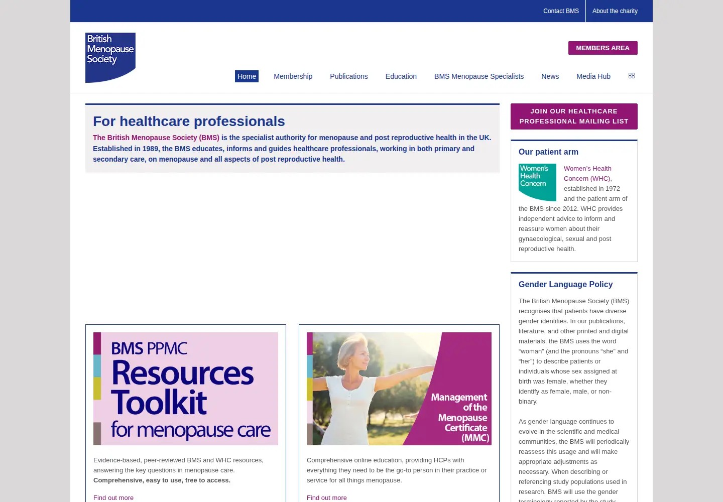 Captured homepage of thebms.org.uk in the current scan