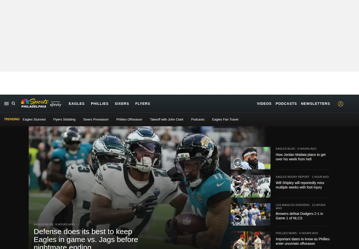 Screenshot of nbcsportsphiladelphia.com