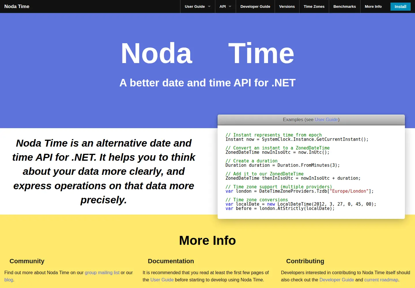 Captured homepage of nodatime.org in the current scan