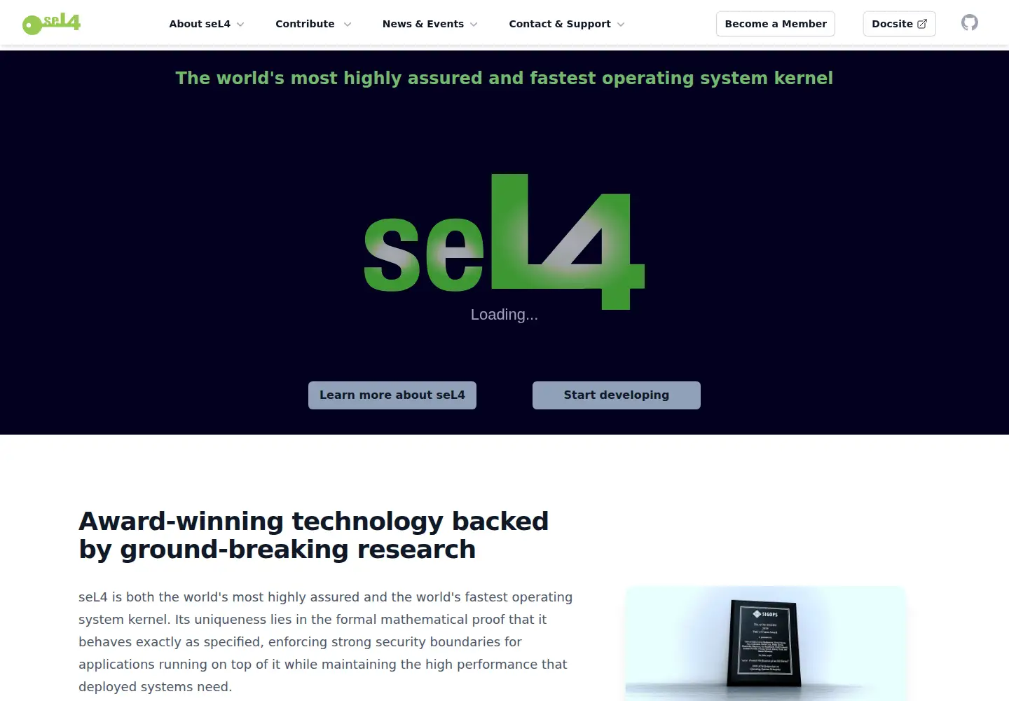 Captured homepage of sel4.systems in the current scan