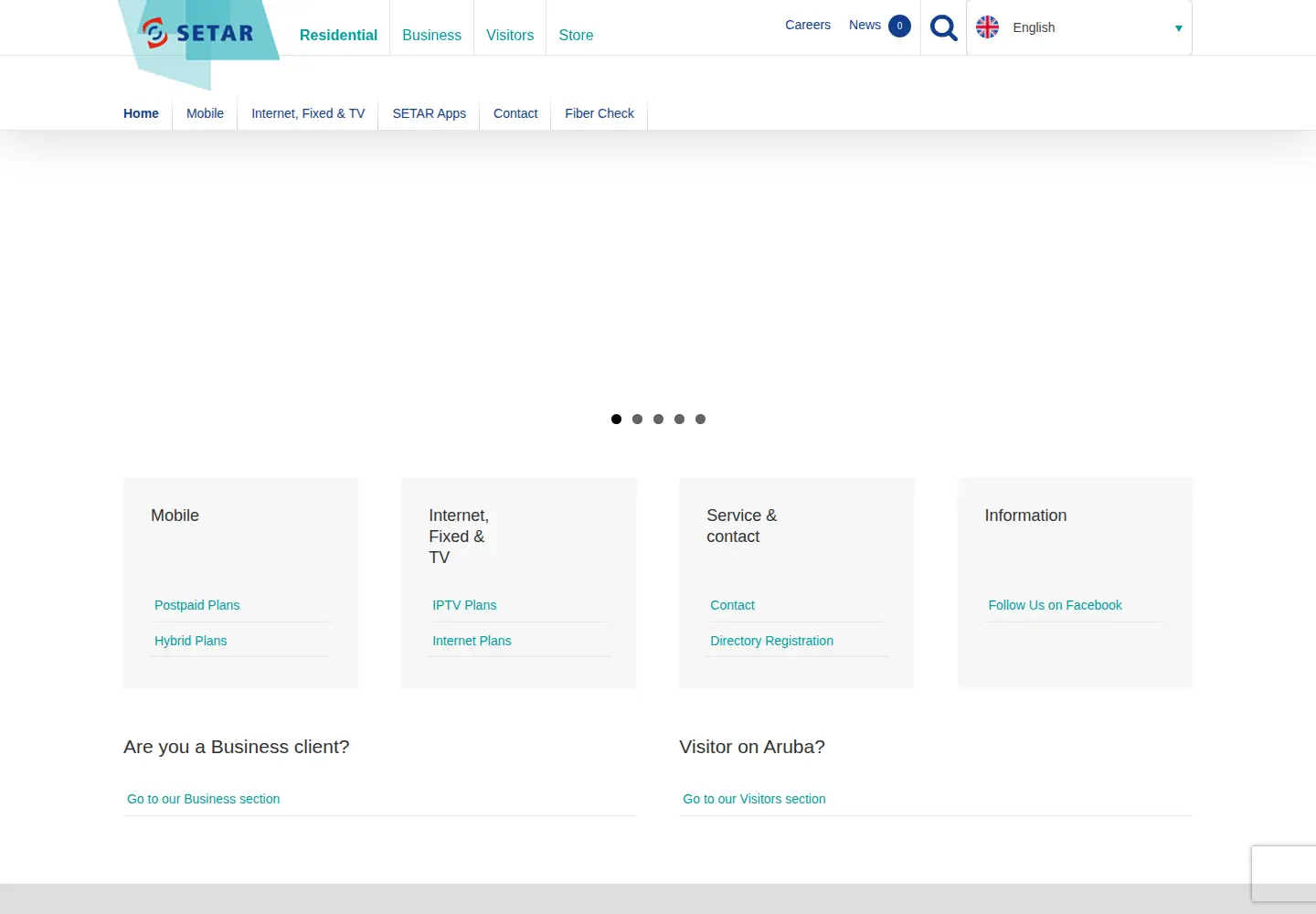 Captured homepage of setar.aw in the current scan