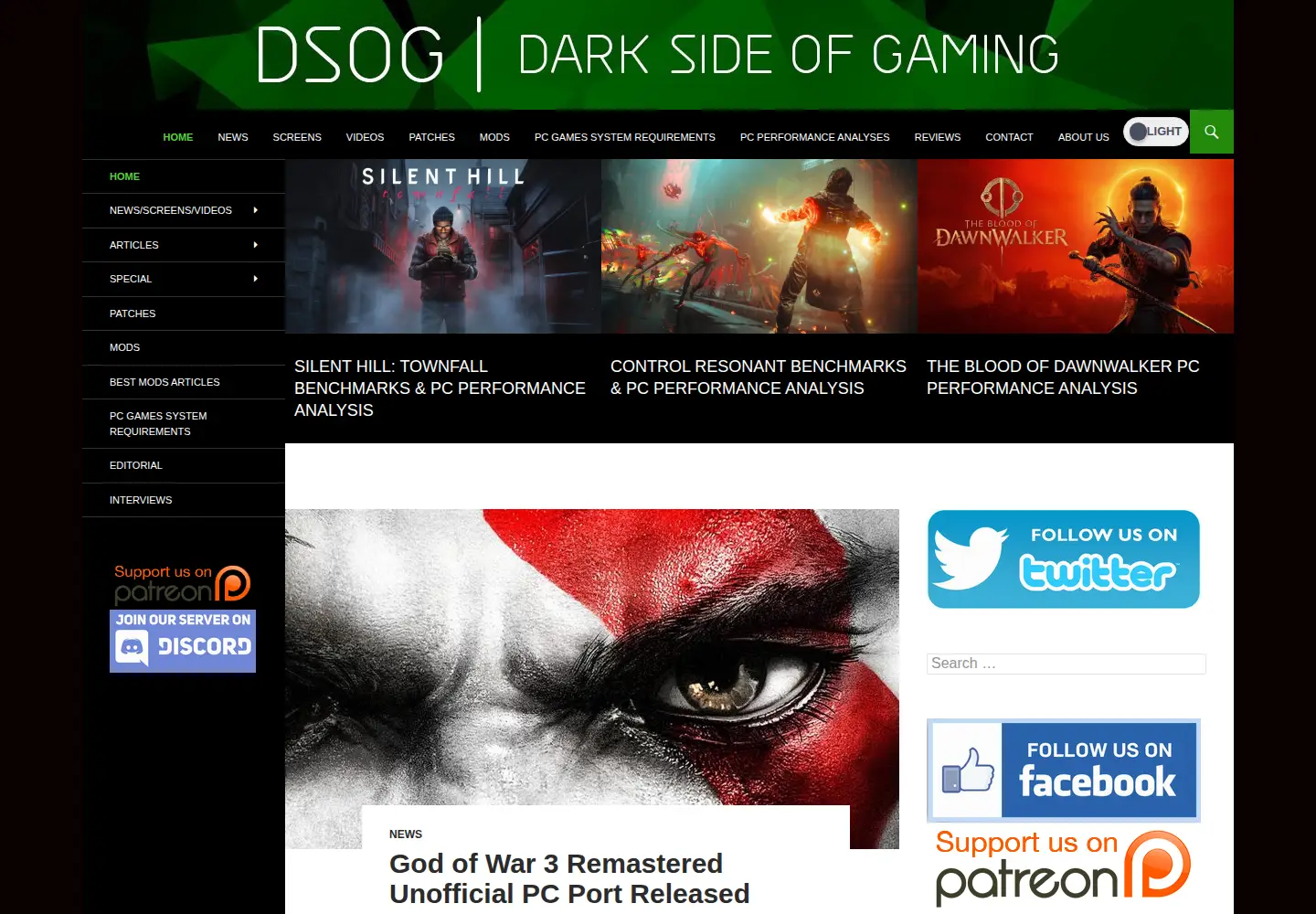 Screenshot of dsogaming.com